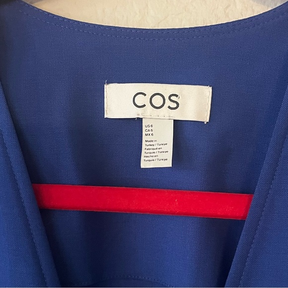 COS Wool Crepe Wrap in Cobalt Blue Midi Dress Women's Size 6 - Picture 10 of 15